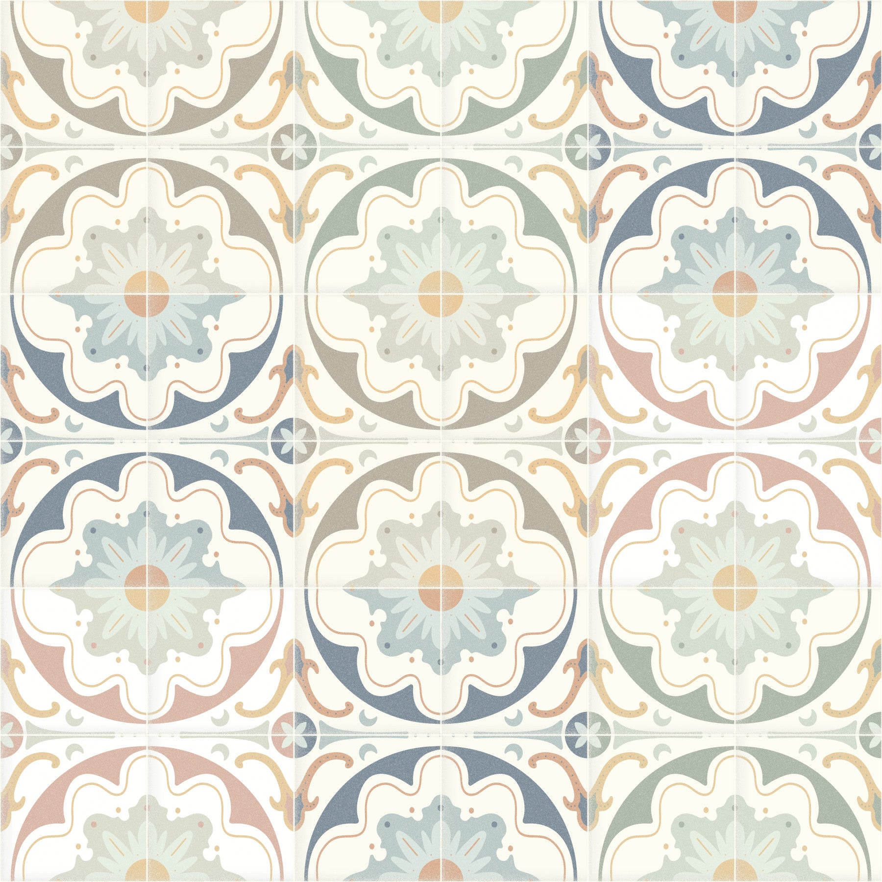 Aged Cement Tile Backsplashes Mixed Colors Wallpaper⁠