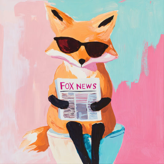 Cool Fox Reading Newspaper in Sunglasses Wall Mural