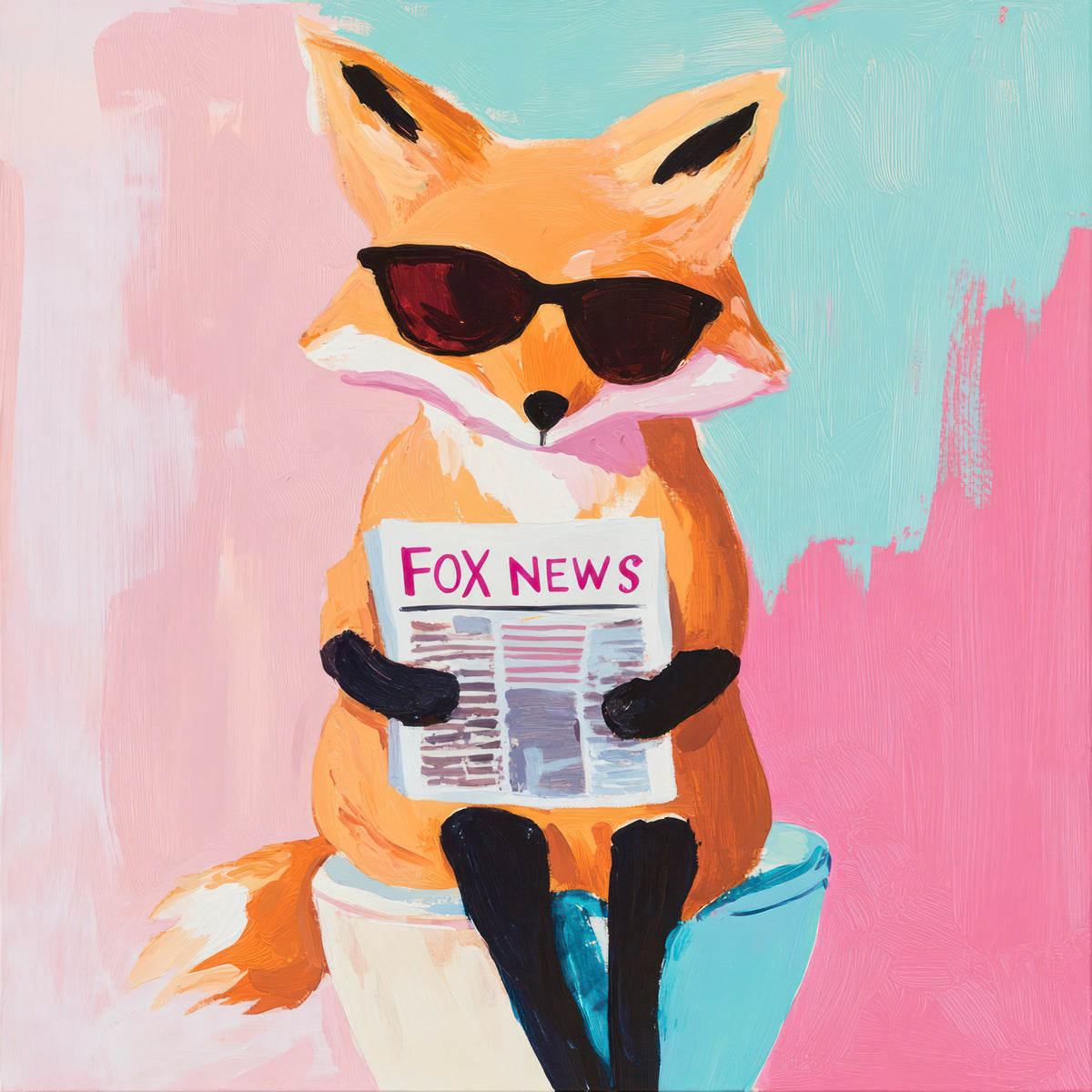 Cool Fox Reading Newspaper in Sunglasses Wall Mural in your room