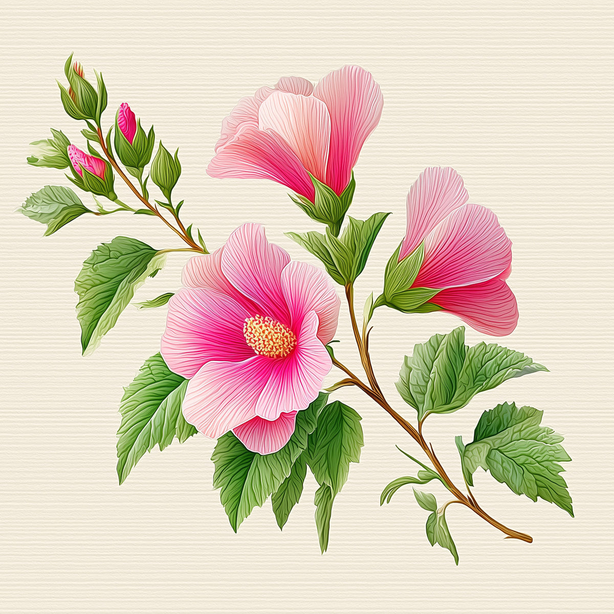 Hibiscus Hues Wall Mural in your room — zoomed