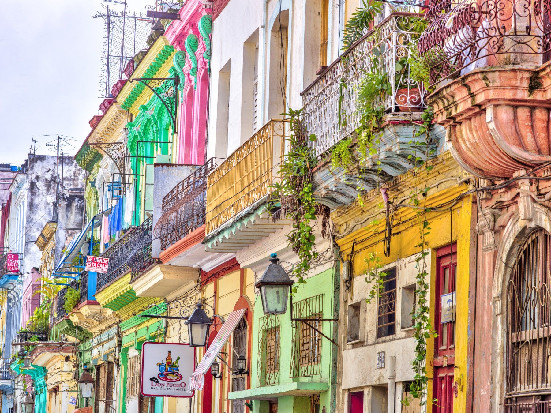 A wall mural of a vibrant Cuban street scene.

