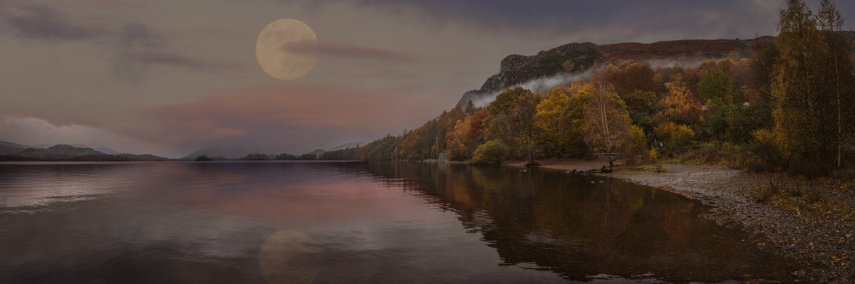 Autumnal Lake's Moon Wall Mural