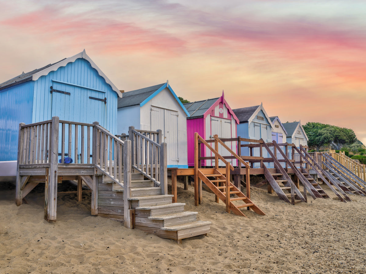 Pastel Beach Huts Wall Mural