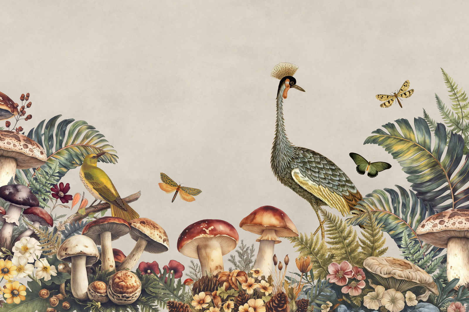 The Cranes Forest Garden Wall Mural