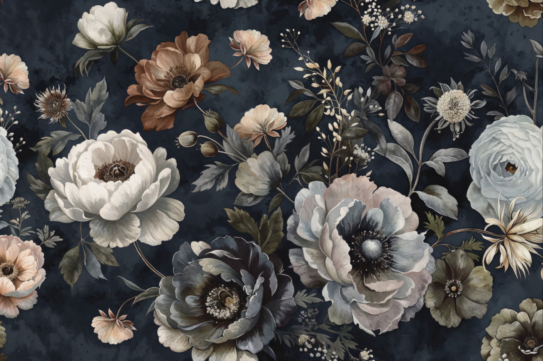 Classical Victorian Baroque Flora Symphony Wall Mural in your room — zoomed