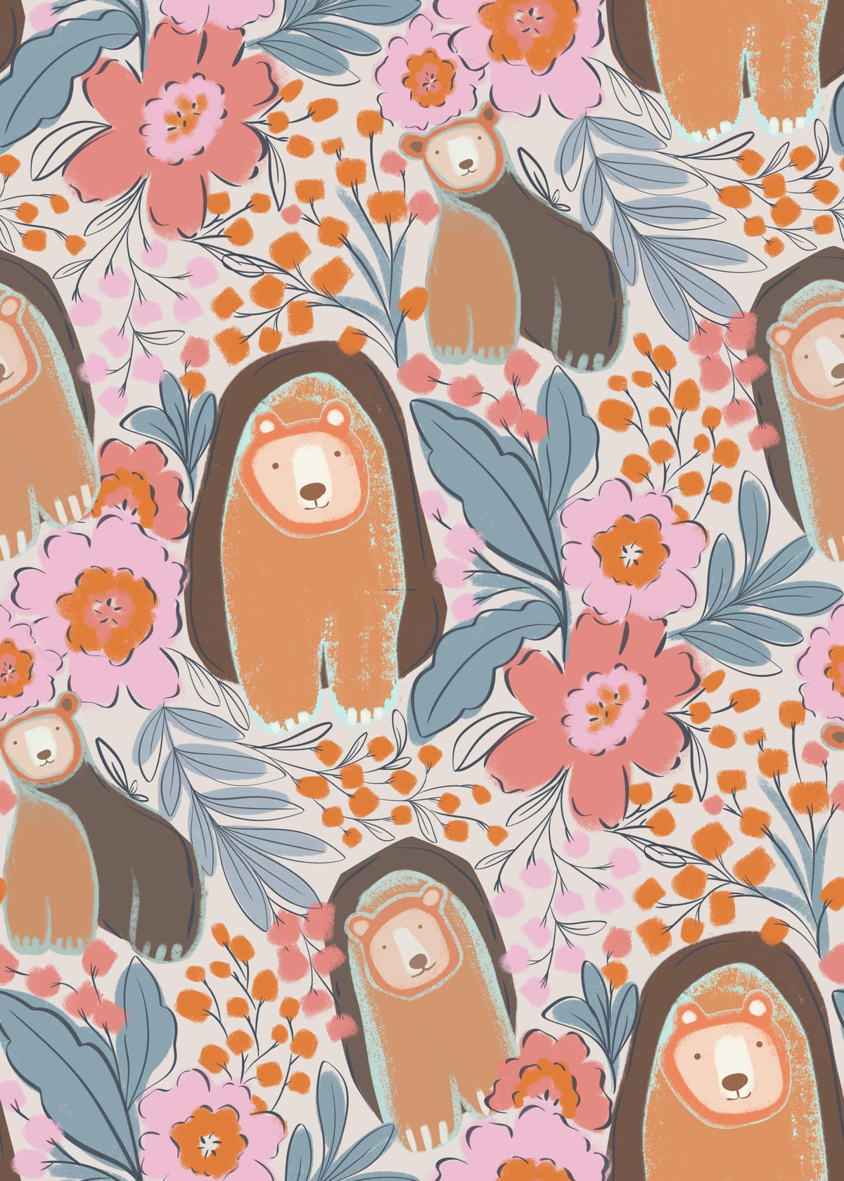 Floral Bears' Den Wallpaper⁠ in your room