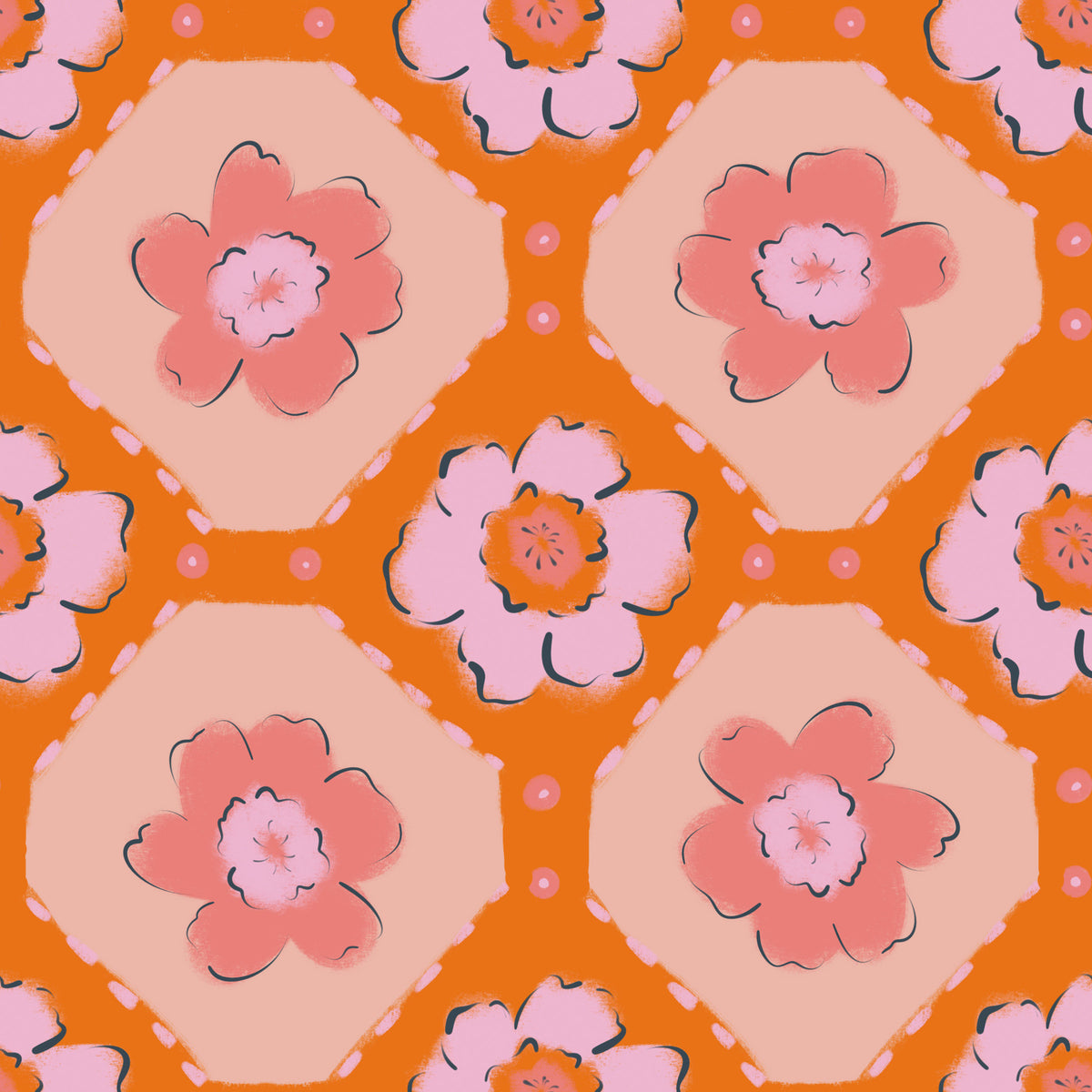 Peach Bloom Pop Wallpaper⁠ in your room