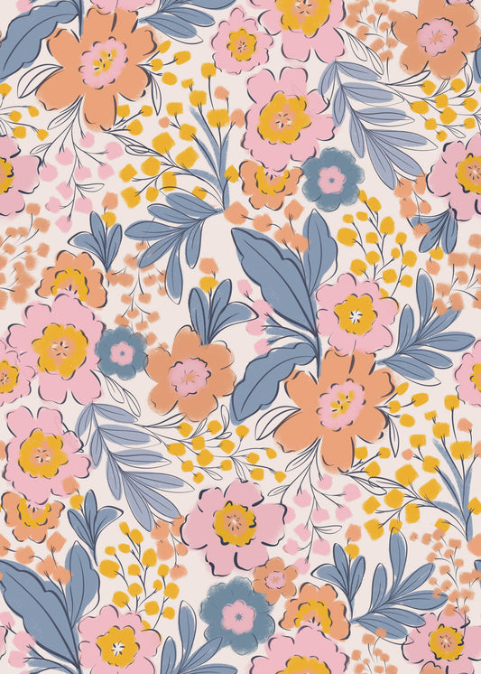 Pastel Floral Burst Wallpaper⁠