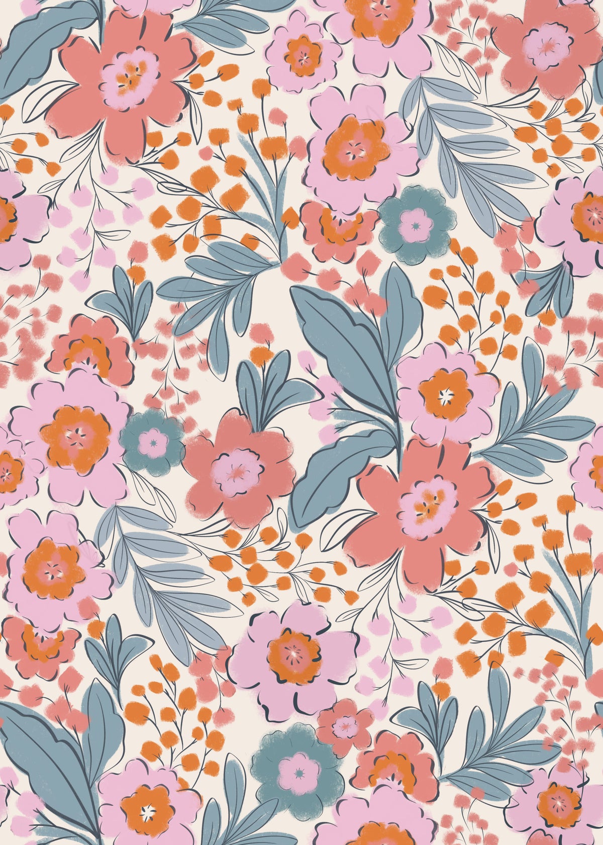 Painterly Blooms Wallpaper⁠ in your room