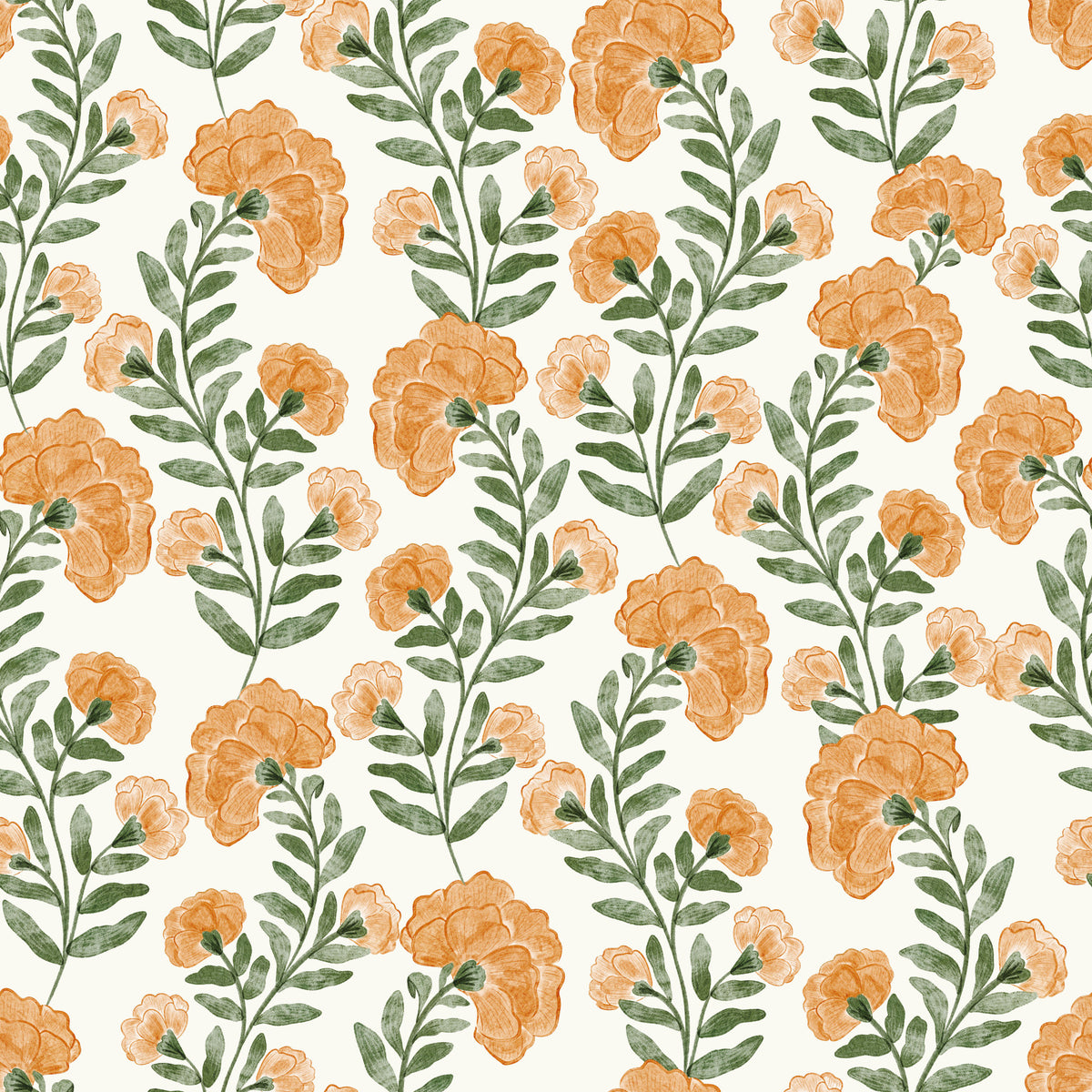 Tangerine Bloom Trail Wallpaper⁠ in your room