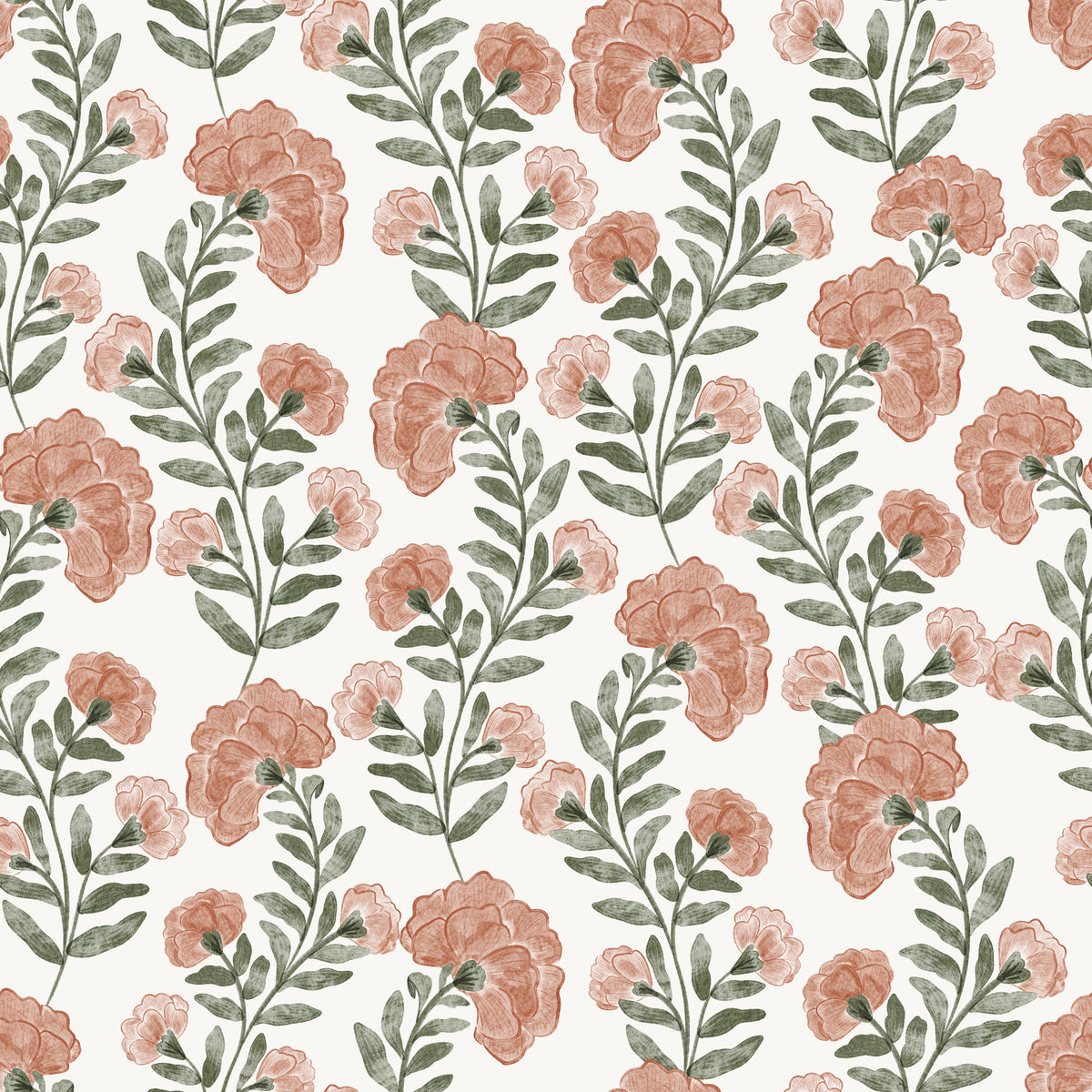 Vintage Trailing Bloom Wallpaper⁠ in your room — zoomed