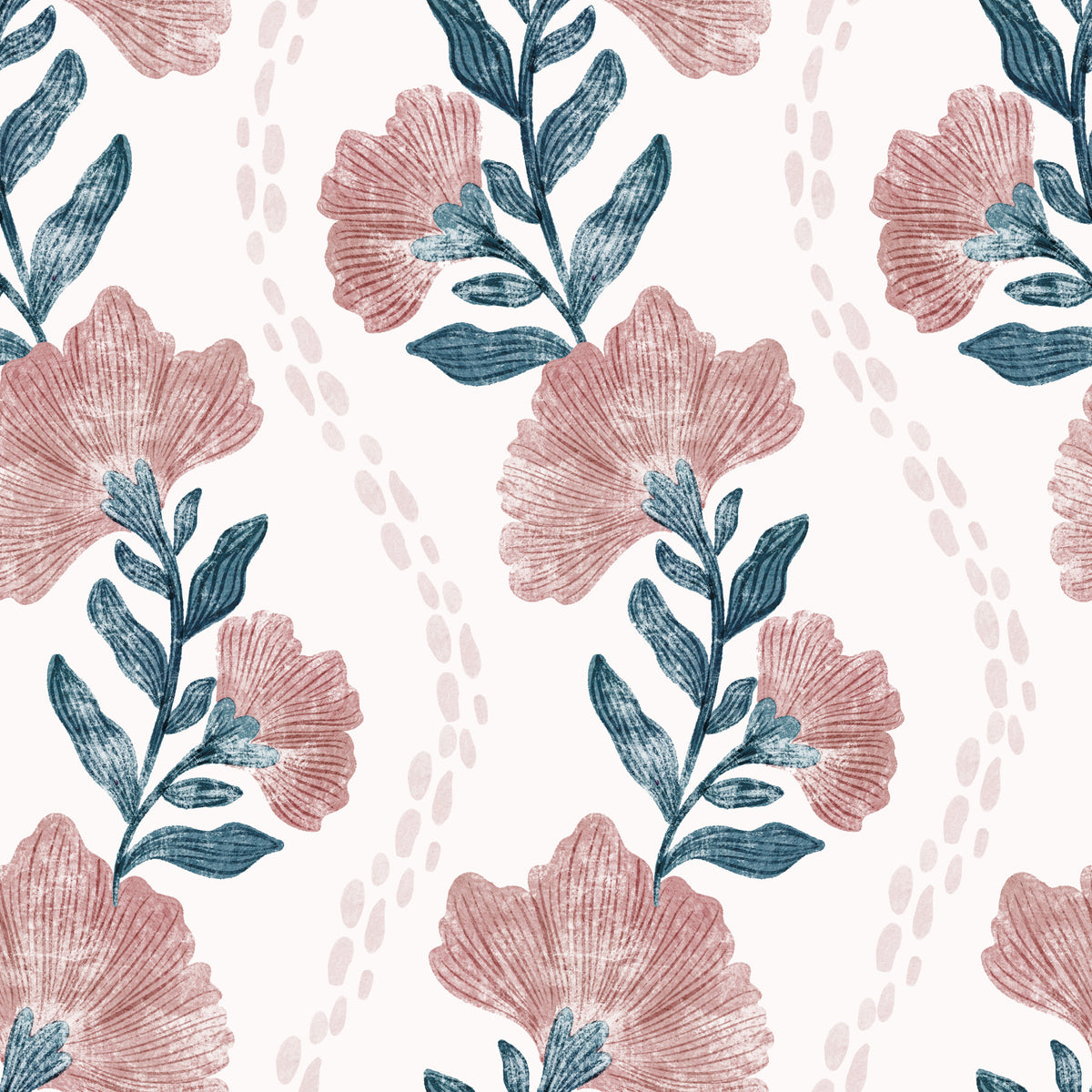 Blush Bloom Wallpaper in your room — zoomed