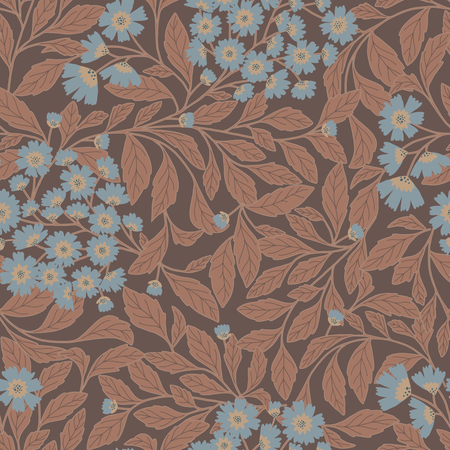 Copper Damask Bloom Wallpaper⁠ in your room — zoomed