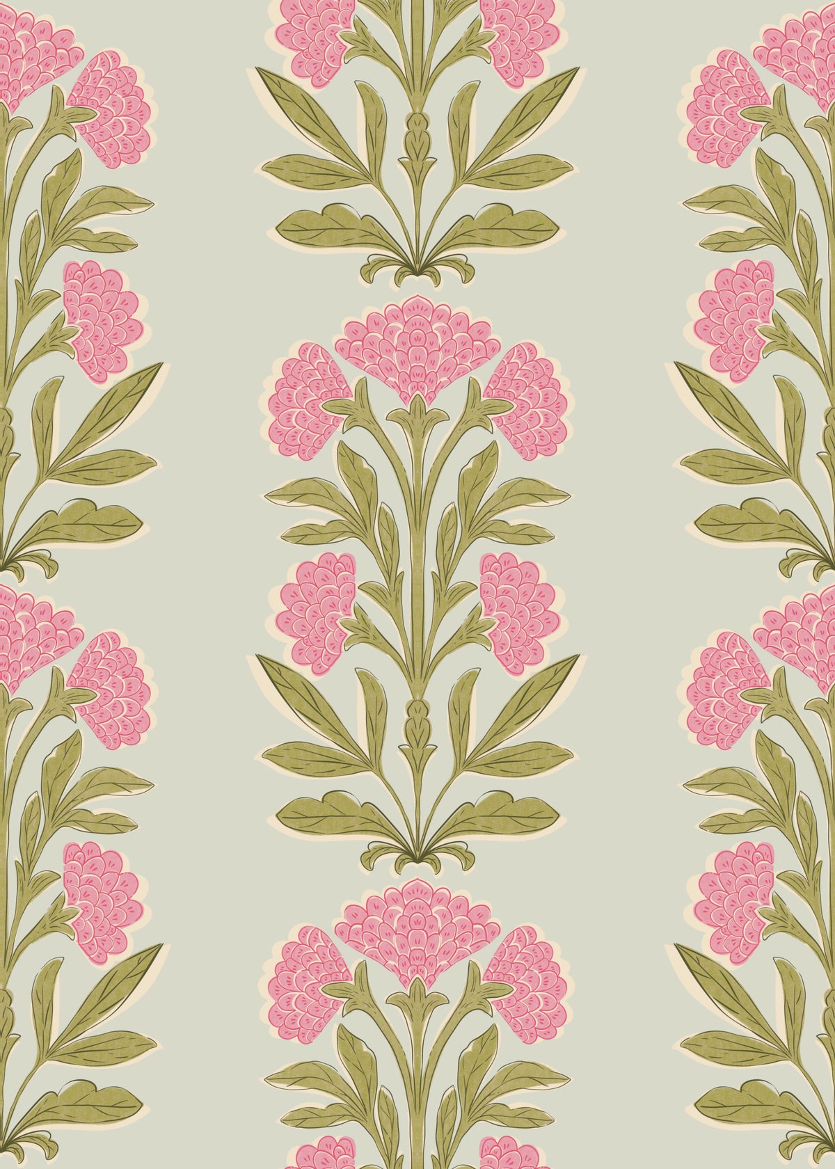 Retro Mughal Floral Stripe Wallpaper⁠ in your room