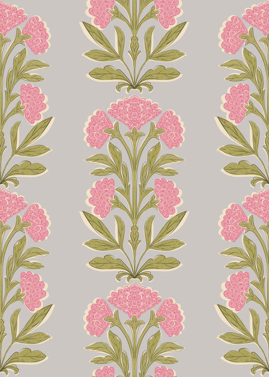 Pink Mughal Bloom Symmetry Wallpaper⁠