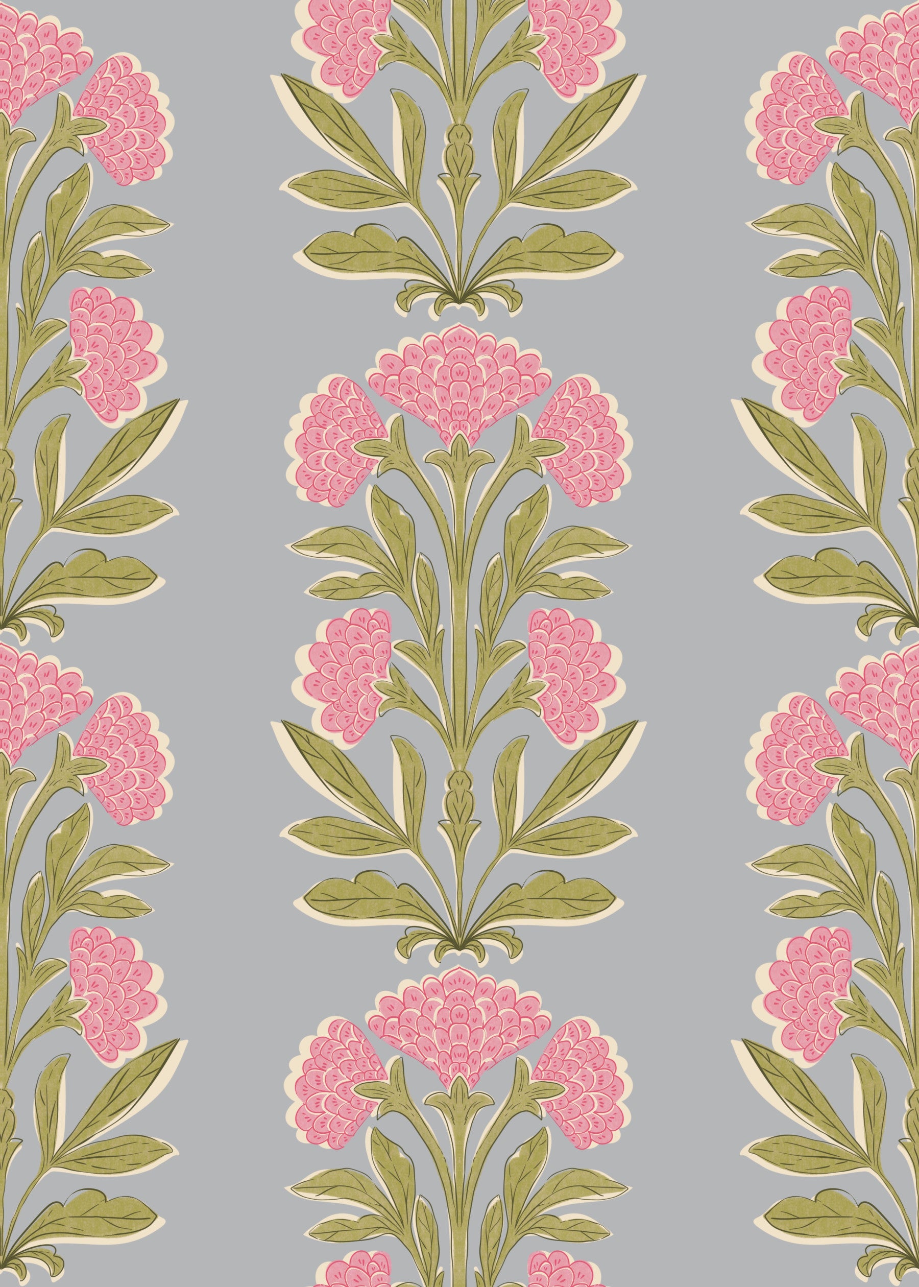 Mughal Blossom Symmetry Wallpaper⁠