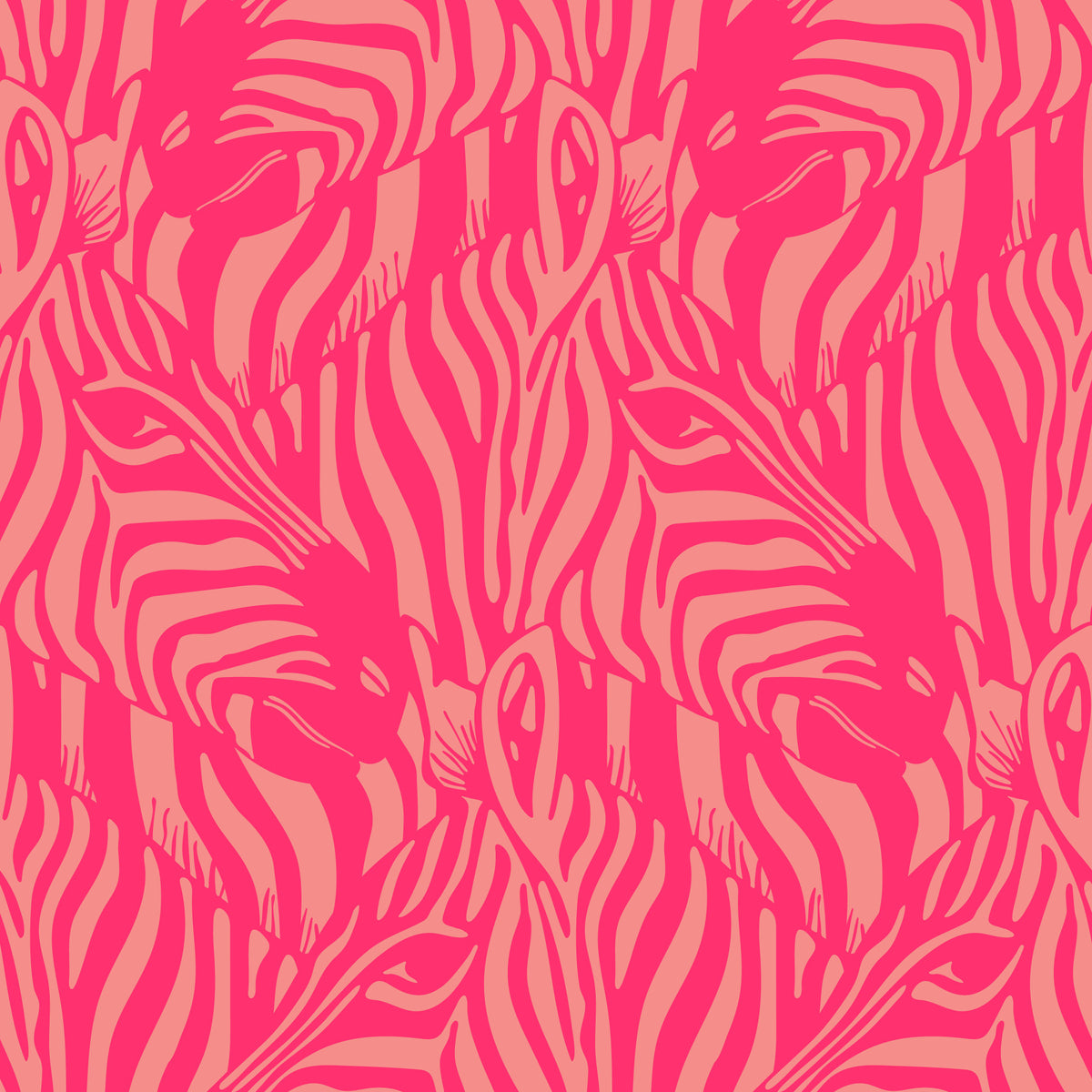 Zebra Herd Wild Animal Stripes Bright Hot Pink Blush Peach Wallpaper⁠ in your room