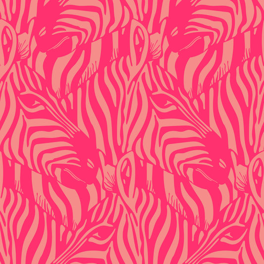 Zebra Herd Wild Animal Stripes Bright Hot Pink Blush Peach Wallpaper⁠