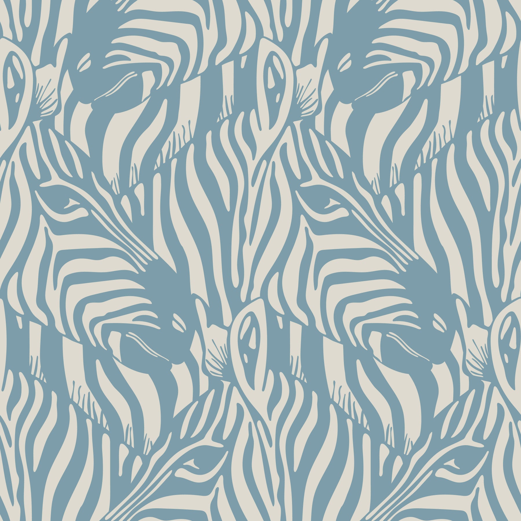 Zebra Herd Wild Animal Stripes Pastel Soft Blue Light Gray Wallpaper⁠