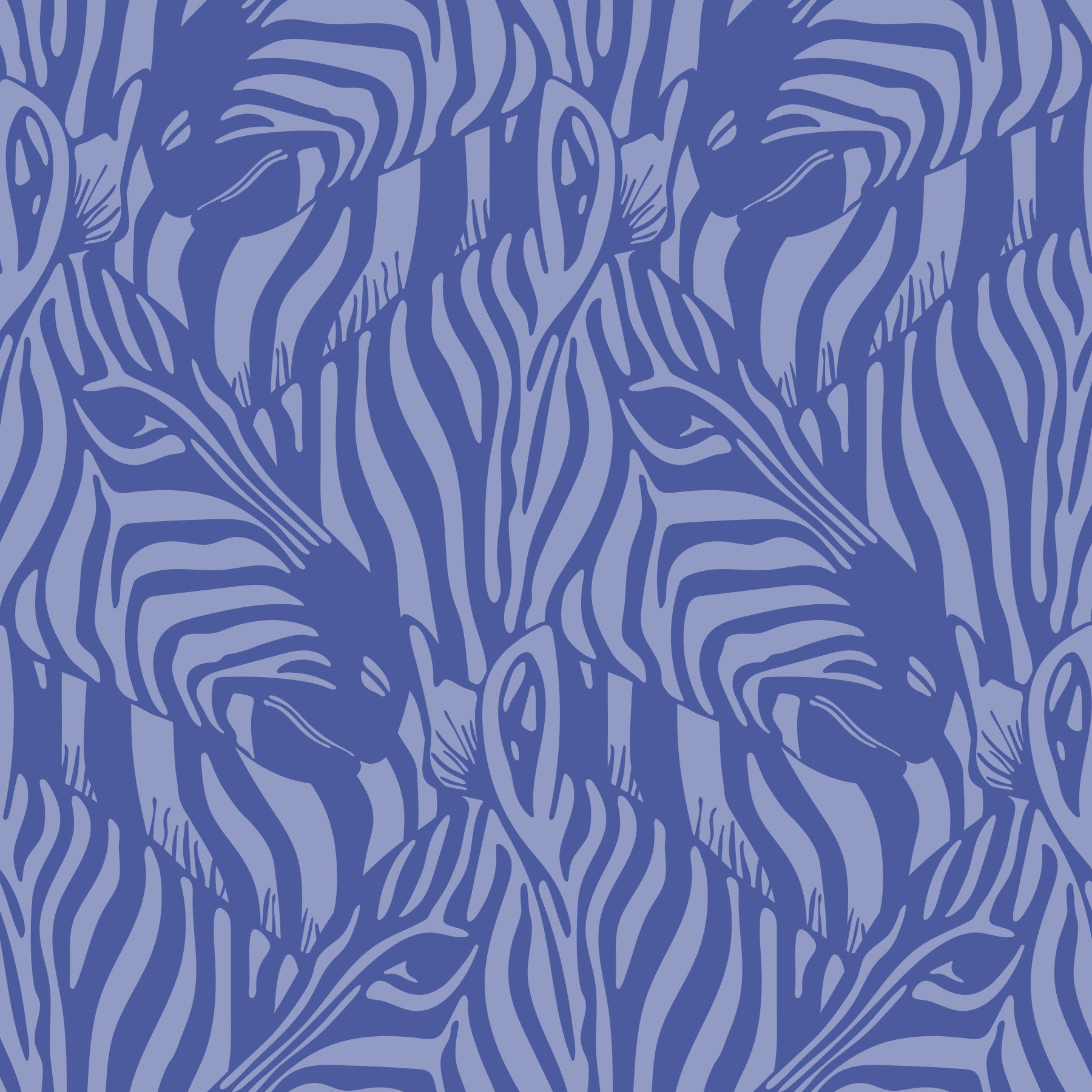 Zebra Herd Wild Animal Stripes Monochromatic Periwinkle Purple Lavender Wallpaper⁠
