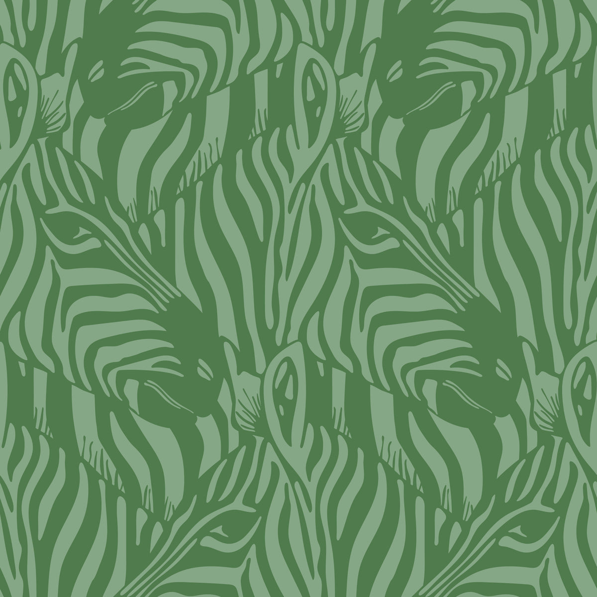 Zebra Herd Wild Animal Stripes Sage Green Pastel Green Wallpaper⁠ in your room