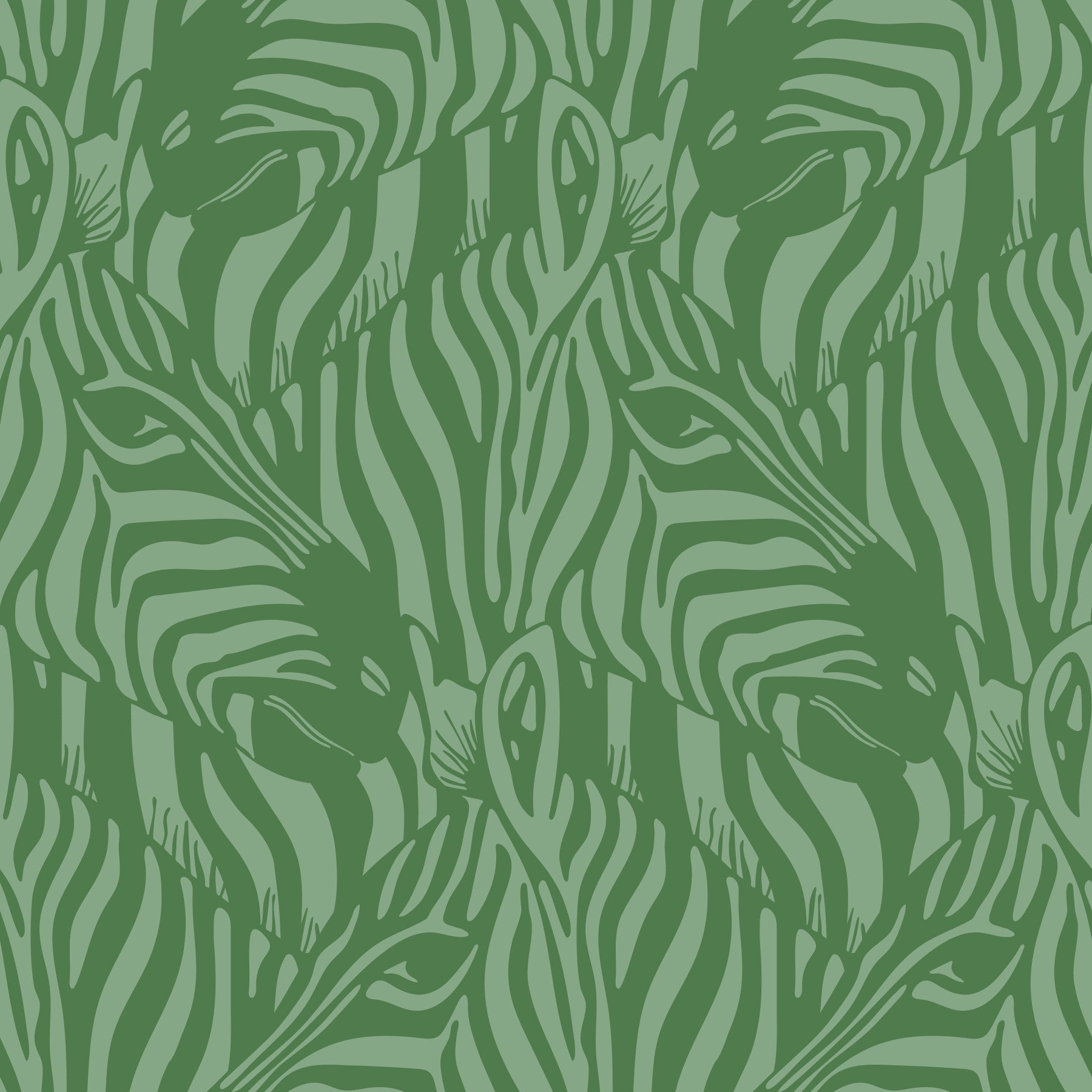 Zebra Herd Wild Animal Stripes Sage Green Pastel Green Wallpaper⁠