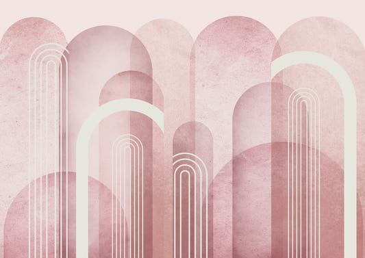 Blush Pink Mid Century Arches Wall Mural