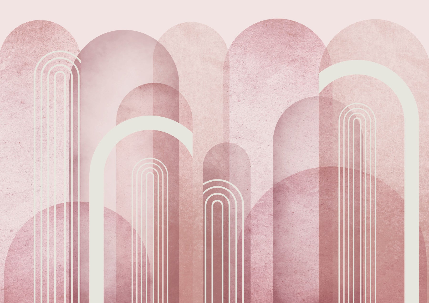 Blush Pink Mid Century Arches Wall Mural