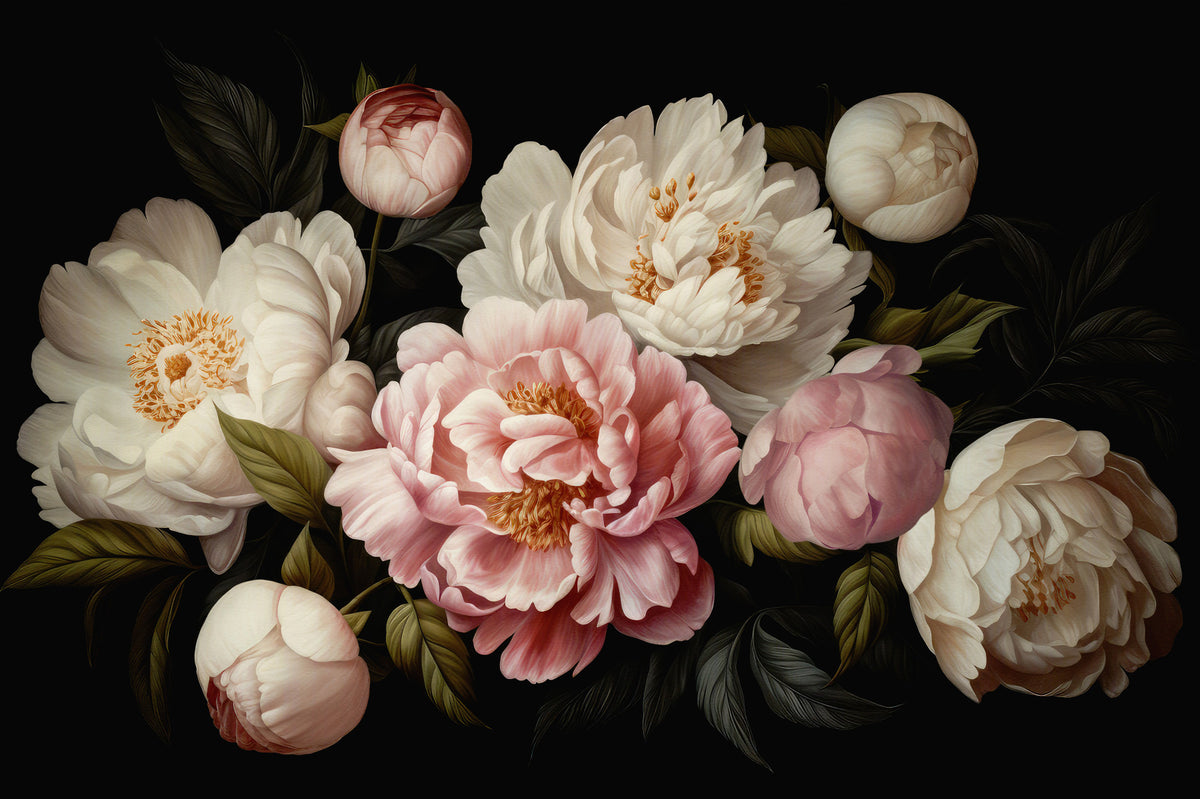 Moody Opulent Baroque Night Flowers Garden  Wall Mural in your room