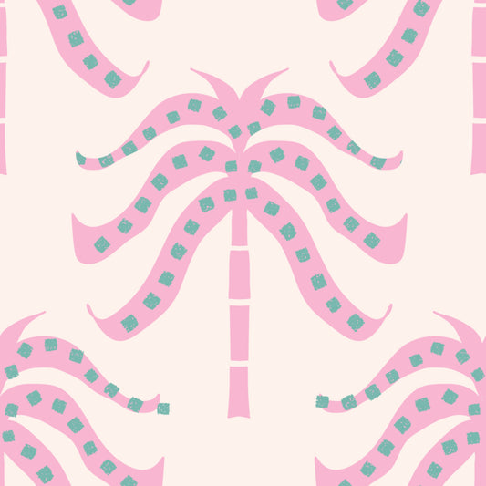 Pink Palms Soft Pink Wallpaper⁠