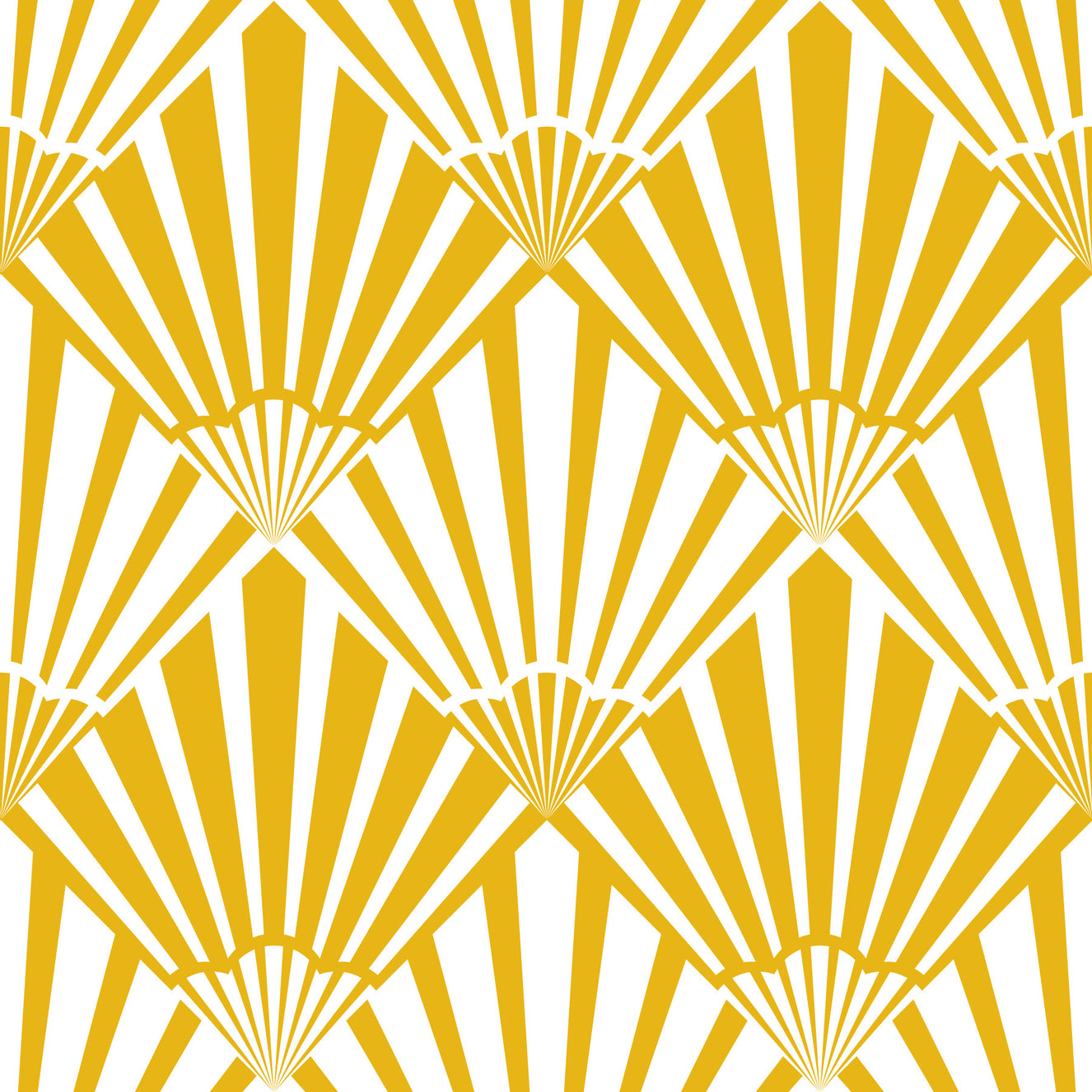 Sunrise Art Deco Vintage Abstract Geometric Yellow Gold White Wallpaper⁠