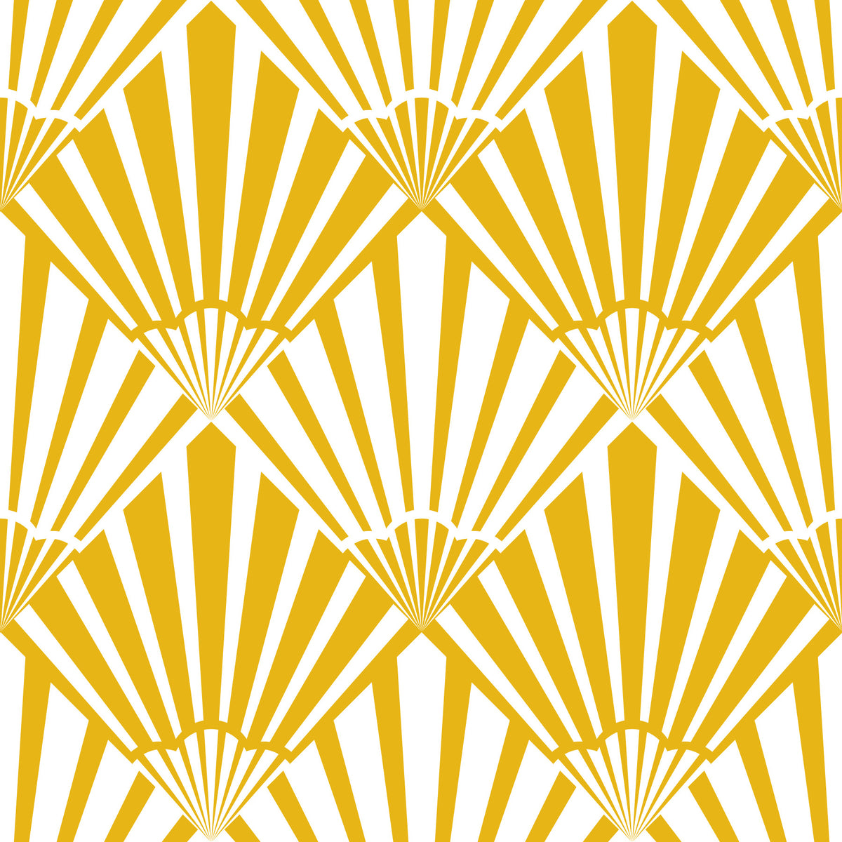 Sunrise Art Deco Vintage Abstract Geometric Yellow Gold White Wallpaper⁠ in your room