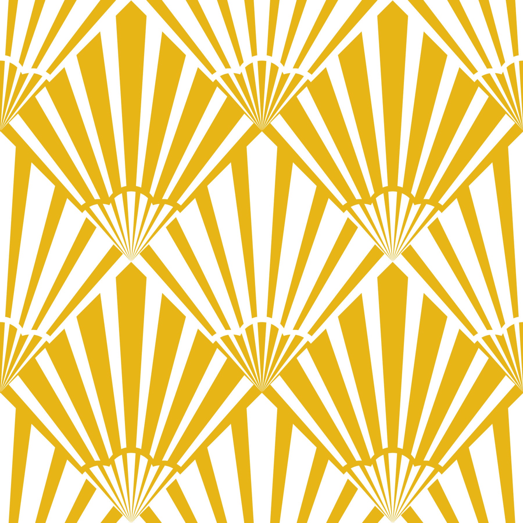 Sunrise Art Deco Vintage Abstract Geometric Yellow Gold White Wallpaper⁠