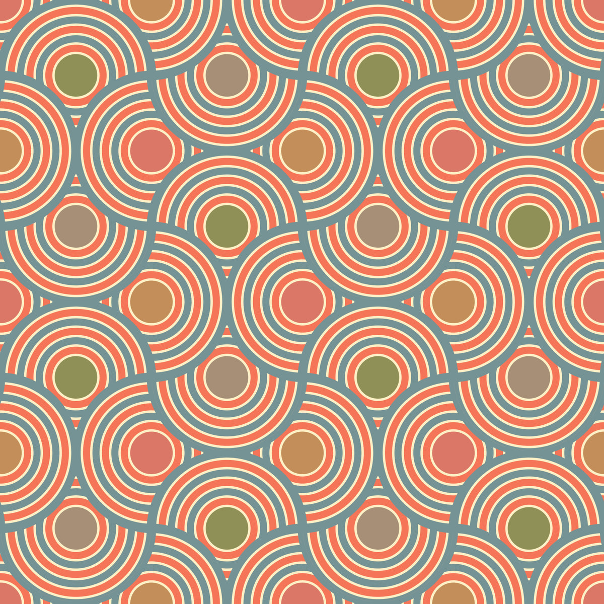 Scallop Art Deco Vintage Abstract Geometric Elegant Powder Blue Green Red Brown Beige  Wallpaper⁠ in your room — zoomed