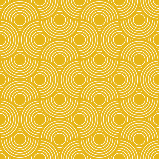 Scallop Art Deco Vintage Abstract Geometric Yellow Gold with White Wallpaper⁠