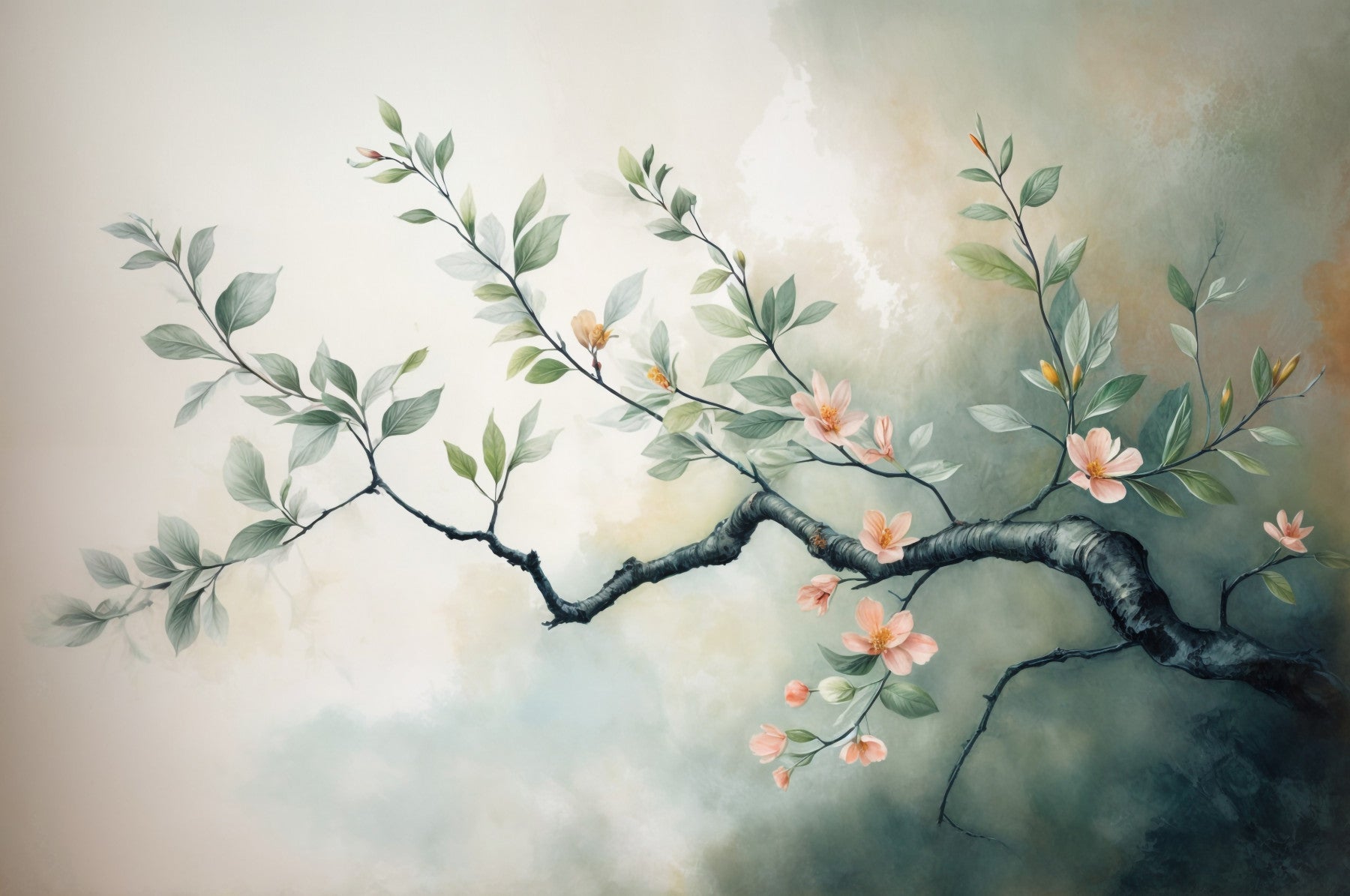 Serene Bloom Branch Wall Mural
