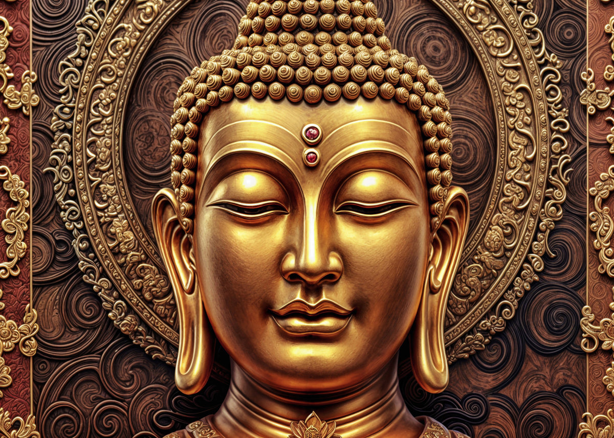 Golden Buddha's Gaze Wall Mural in your room