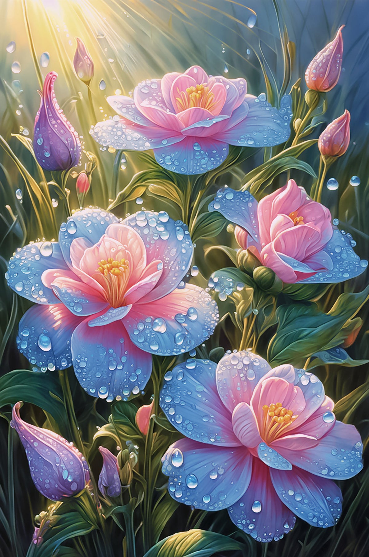 Dew-Kissed Petals Wall Mural in your room