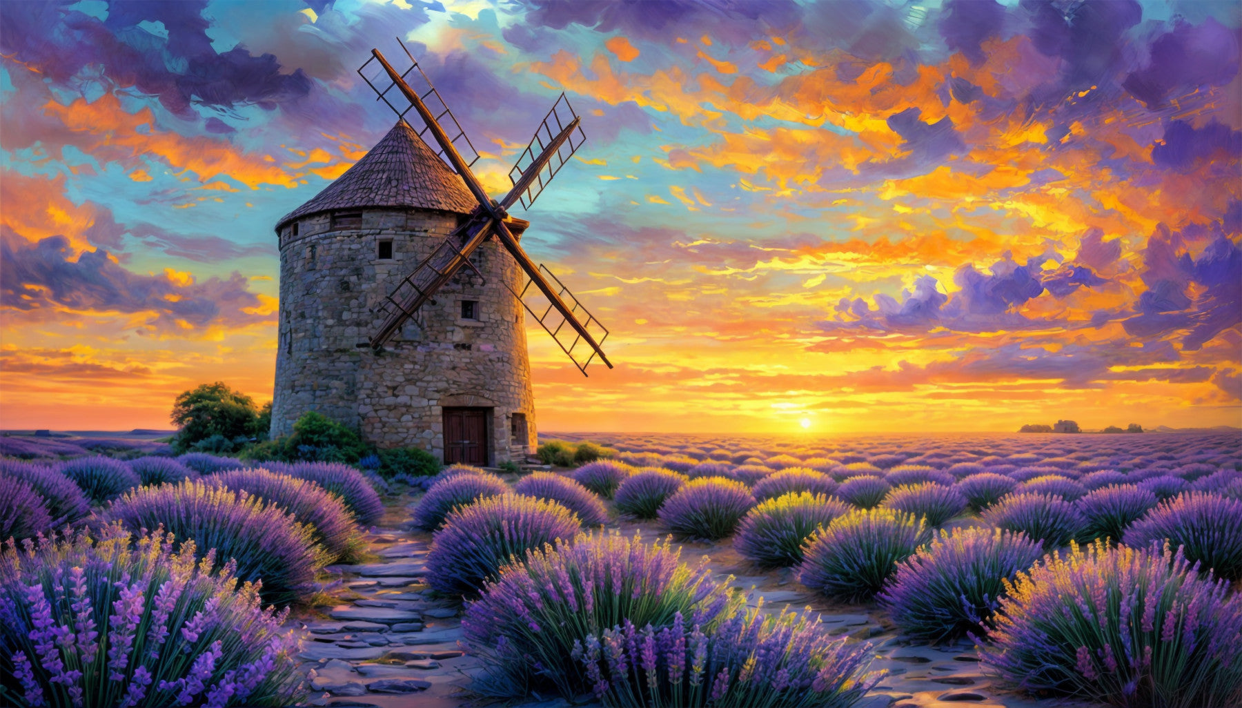 Provence Lavender Fields Wall Mural