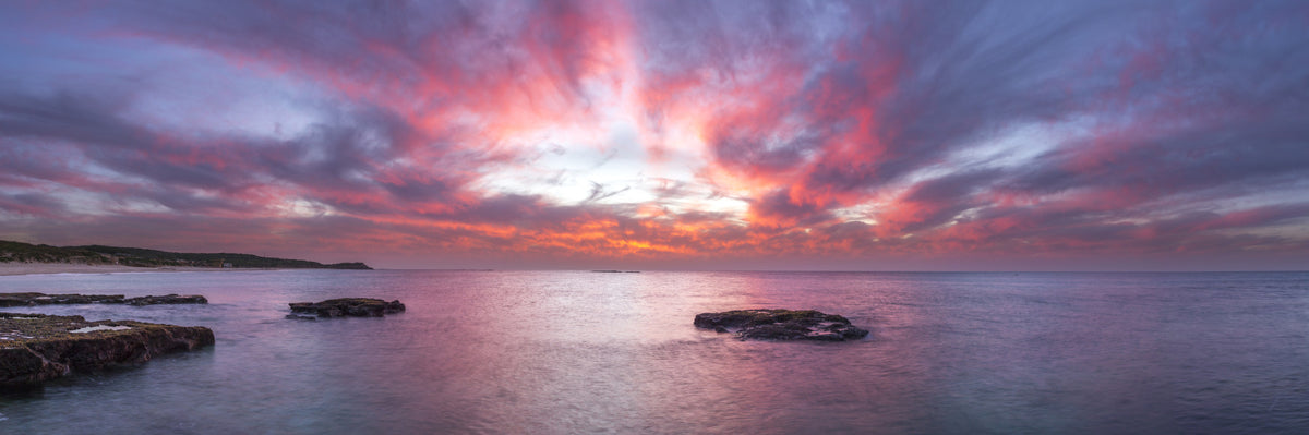 Pink Dawn Seascape Wall Mural in your room — zoomed