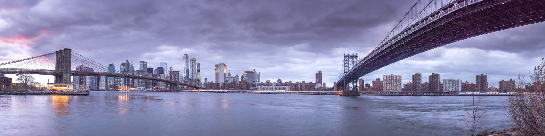 New York Bridges at Twilight Wall Mural