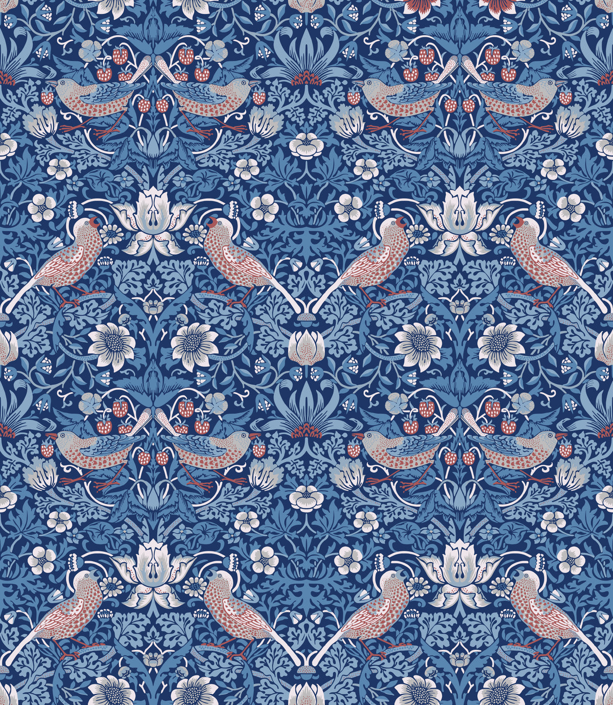 William Morris - The Strawberry Thief - Summer Blue  Wallpaper⁠ in your room — zoomed