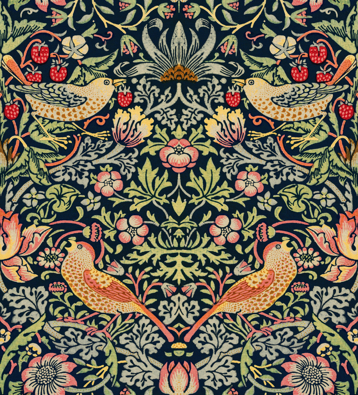 William Morris - The Strawberry Thief - Dark Wallpaper⁠ in your room — zoomed