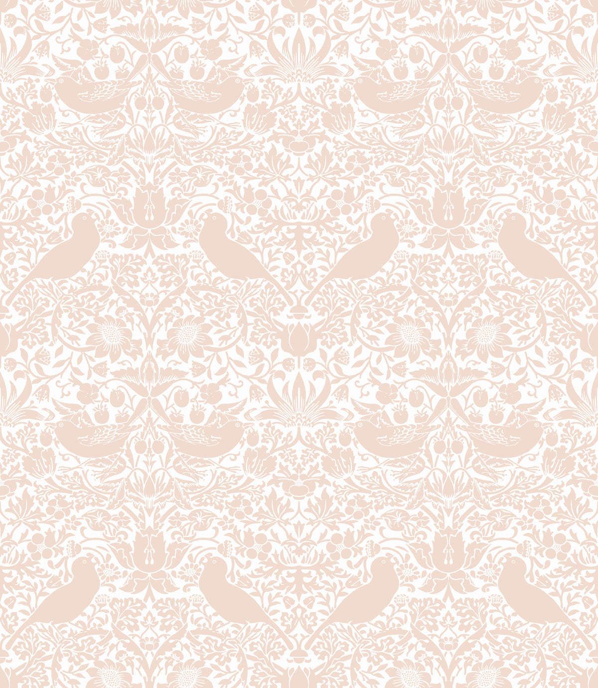 William Morris - The Strawberry Thief Pink White Wallpaper⁠ in your room