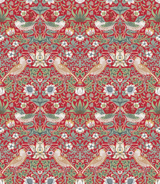 William Morris - The Strawberry Thief Red Wallpaper⁠