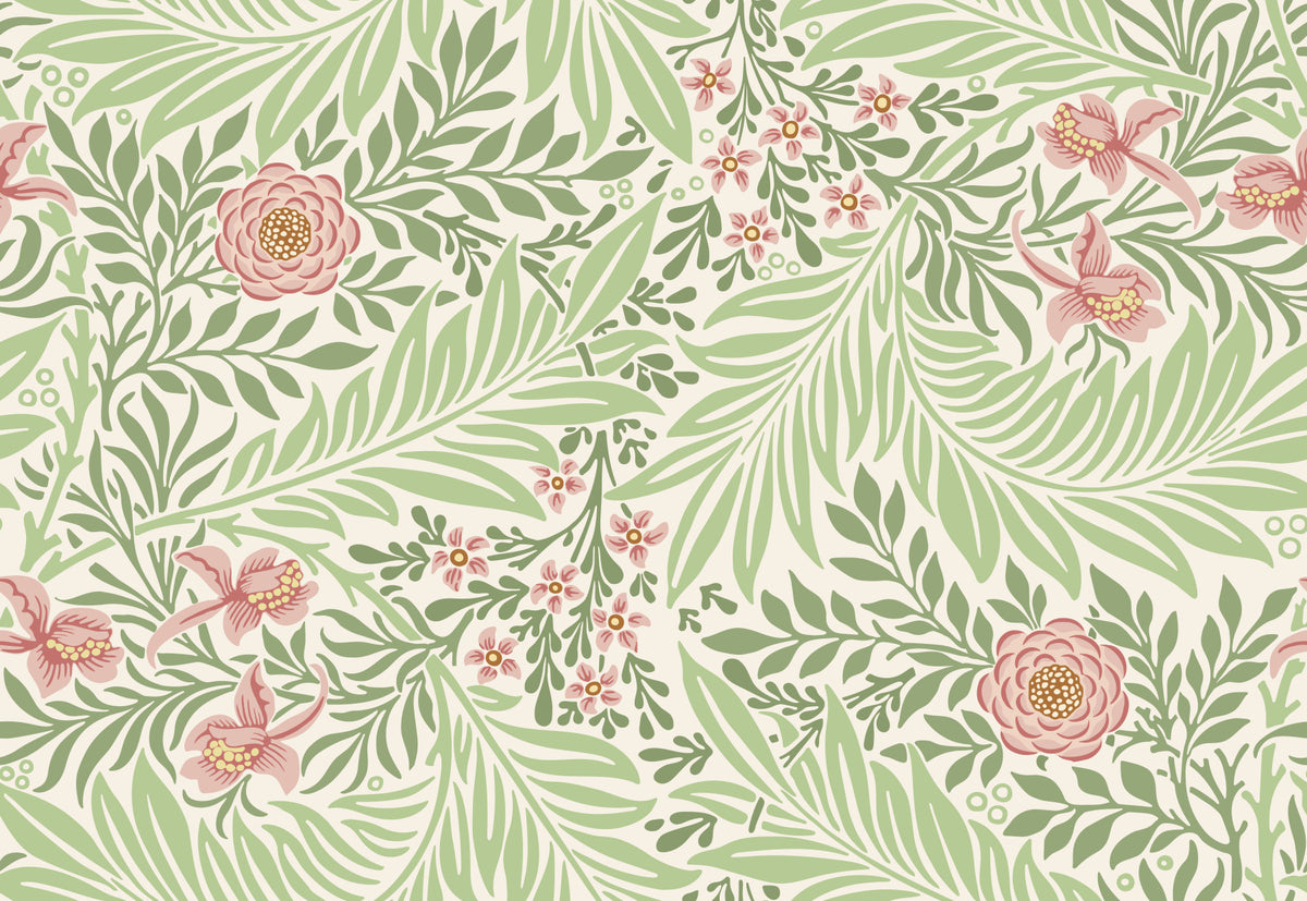 William Morris Larkspur green Wallpaper⁠ in your room — zoomed
