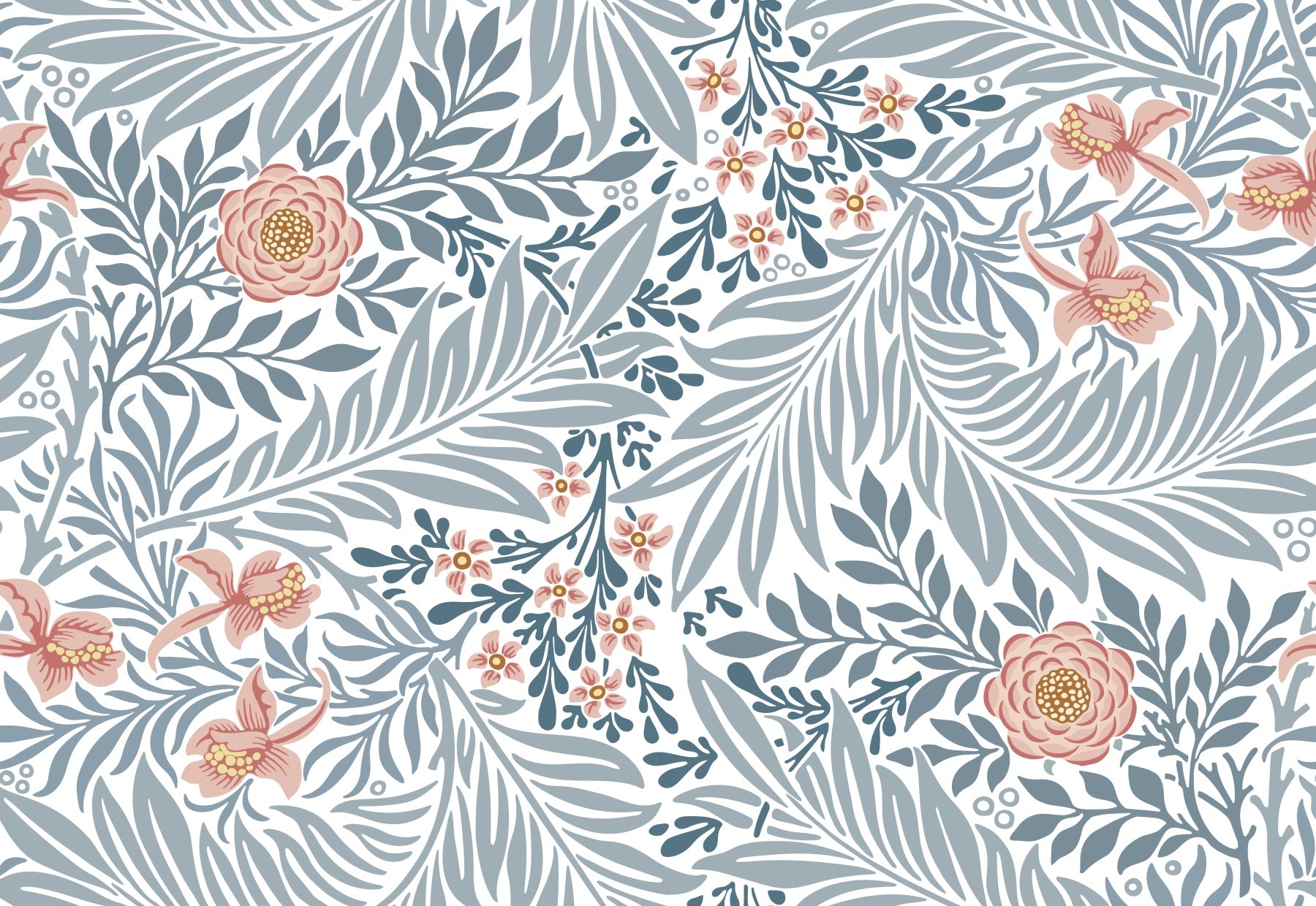 A wallpaper featuring a classic, intricate floral pattern.

