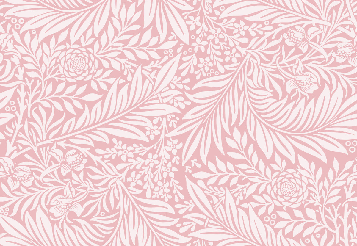 William Morris Larkspur Pink White Wallpaper⁠ in your room — zoomed