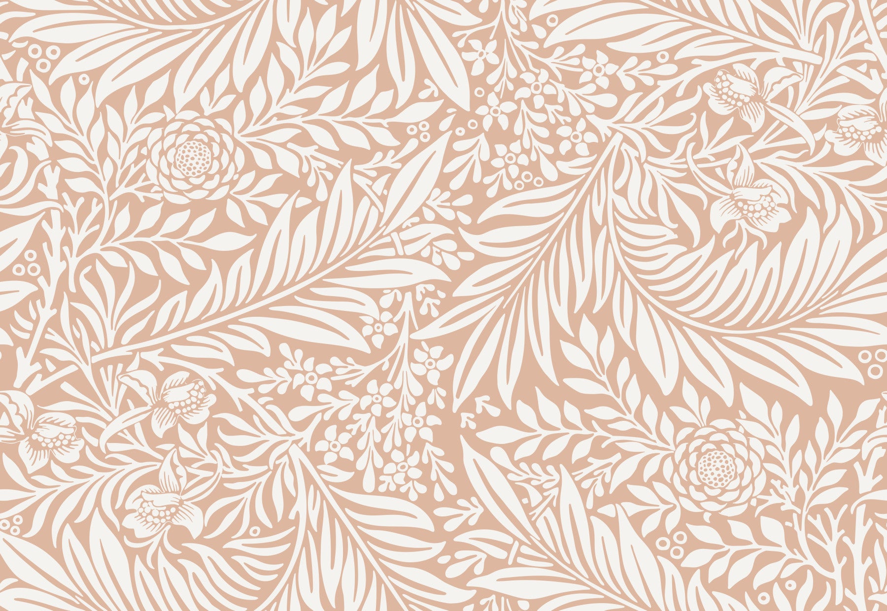 William Morris Larkspur Beige White Wallpaper⁠ in your room — zoomed
