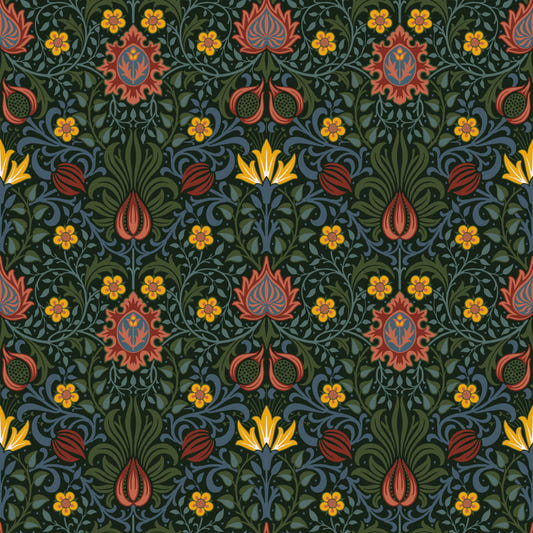 William Morris Persian - Dark Green Blue Wallpaper⁠